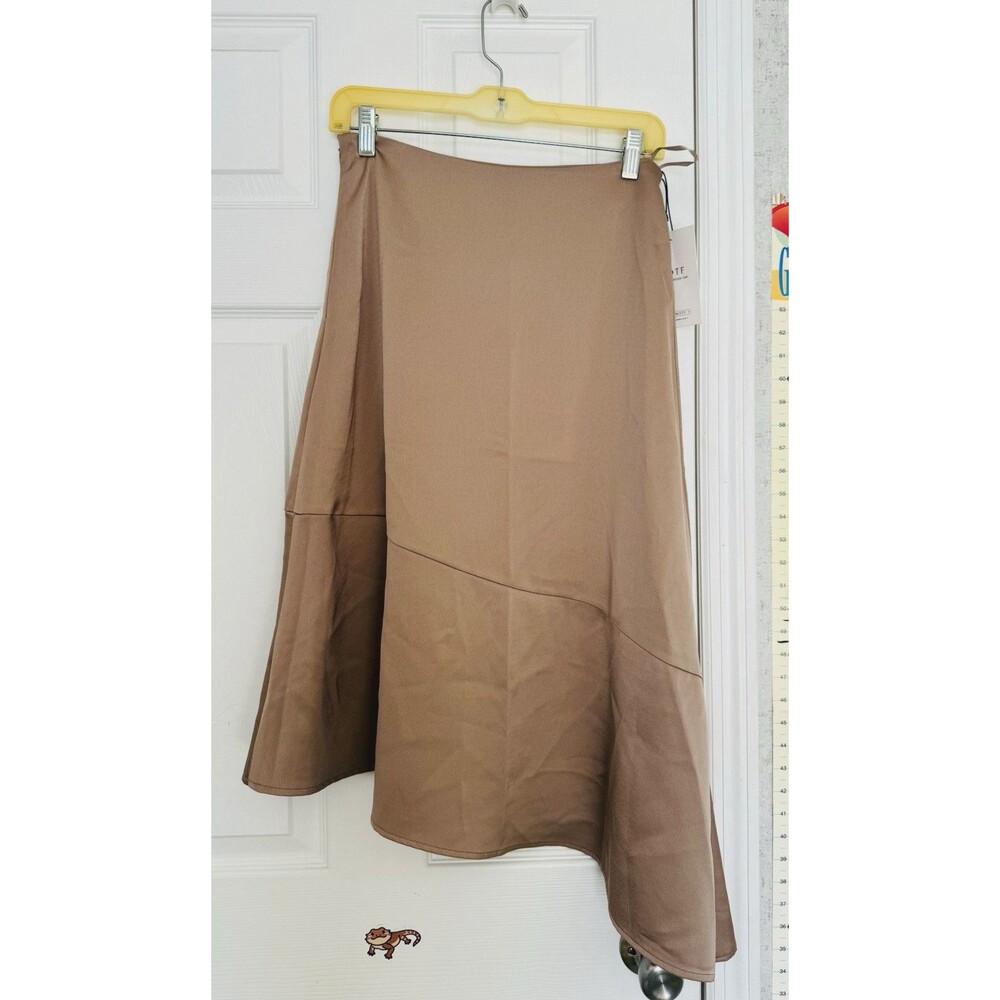 NWT Motf Women’s Asymmetrical Midi Skirt Beige Tan Small